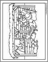 Coloring Nativity Christmas Pages Stable Print Scene Colorwithfuzzy sketch template