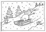 Schlitten Ausmalbild Malvorlage Fahren Schlittenfahren Weihnachtsmann sketch template