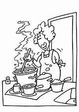 Coloring Cooking Pages Clipart Cook Library Kitchen Mom sketch template