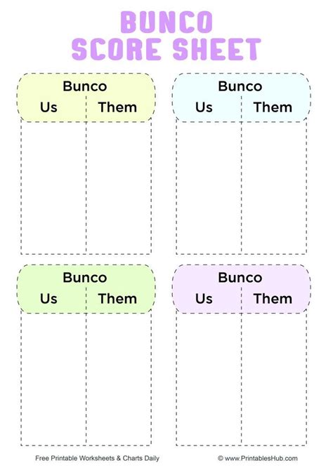 printable bunco score sheets table tally sheet