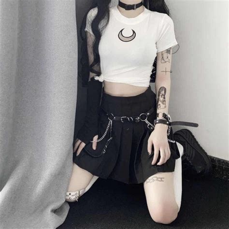 🖤buy 1 crescent moon chest hole top witch aesthetic