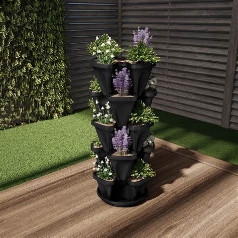 pure garden stacking planter tower  tier indooroutdoor vertical herb vegetable stand