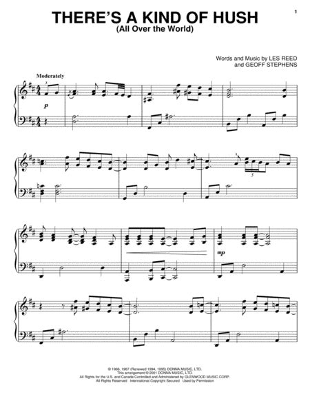 download there s a kind of hush all over the world sheet music by the