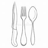 Silverware Coloring Spoon Fork Knife Template Pages sketch template