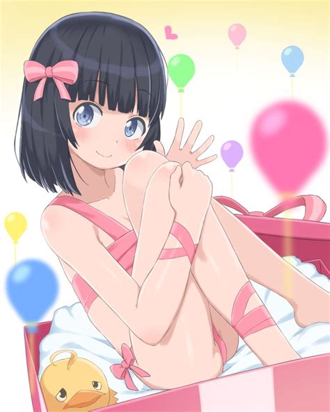 Bubukka Himenogi Rinze Love R 1girl Balloon Barefoot Blue Eyes