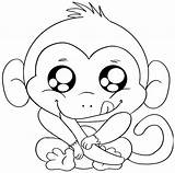 Coloring Pages Cute Monkey Printable Color Baby Things Cartoon Animal Print Adults Chimp Drawings Animals Monkeys Collection Clipart Getcolorings Sheets sketch template