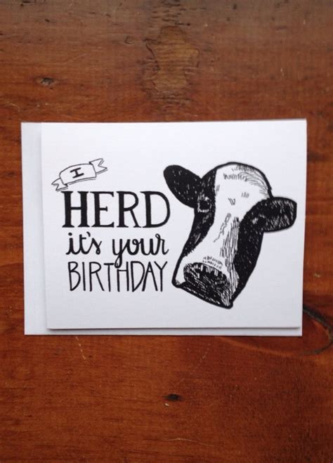 I Herd It S Your Birthday Hand Lettered Greeting Card