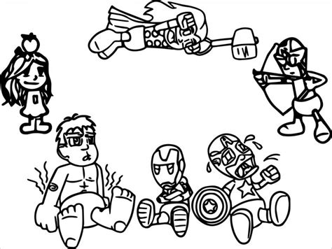 baby chibi avengers coloring page coloringbay