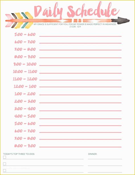 daily schedule template  daily schedule  printable diy