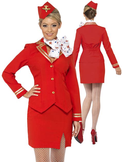 ladies air hostess costume stewardess cabin crew fancy dress uniform womens