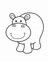 Hippo Drawing Getdrawings Simple Coloring Animal sketch template