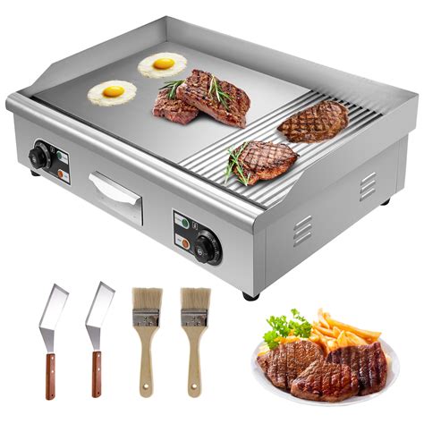 commercial griddle grill electric grill grooved  flat top grill combo  ebay