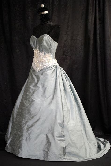 blue  silver wedding gown  silk sample sale etsy silver wedding gowns silk wedding