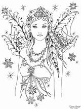 Coloring Fairy Pages Adult Fairies Printable Colouring Advanced Color Digi Book Print Mandala Stamp Books Angels Queen Sheets Snow Winter sketch template