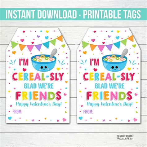 cereal valentine tag cereal sly glad  friends etsy