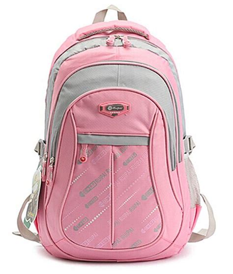 pink  grey printed  girls college bag rs  bag ocean traders