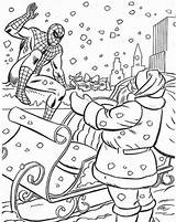 Coloring Spiderman Christmas Pages Superhero Kids Santa Spider Man Clipart Marvel Coloriage Colouring Noel Printable Print Octopus Avengers Sheets Super sketch template