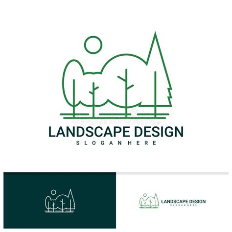 landscape tree logo vector template creative tree logo design concepts stock illustration