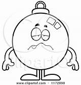 Mascot Ornament Christmas Sick Clipart Cartoon Cory Thoman Outlined Coloring Vector Depressed sketch template