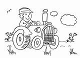 Coloring Tractor Farmer Driving Cute Farm Pages Literacy Teach sketch template