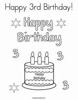 Coloring Birthday 3rd Happy Cursive Print Twistynoodle Favorites Login Add sketch template