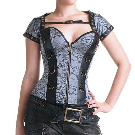 buy new steel boned silver vintage steampunk corset