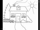 Coloring Pages House Houses Printable Colouring Color Kids Homes Colour Clipart Garden Print Drawing Crafts Easy Shapes Oval Triangle Pigs sketch template