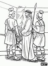 Jesus Coloring Arrested Pages Easter Bible Es Roman Search Taken Pontius Cartoon Kids Arrestado Los School Romanos Soldados Week Pilate sketch template