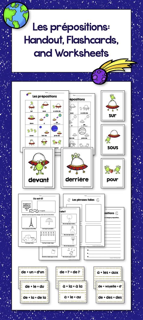 worksheets  french prepositions search glisten
