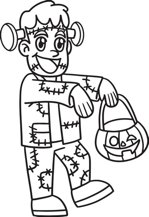 zombie halloween isolated coloring page  kids  vector art