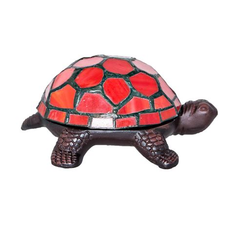 river  goods   red stained glass turtle accent lamp