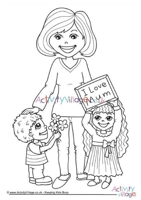 mothers day colouring page mum