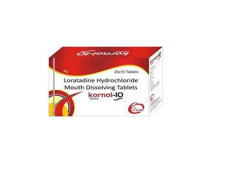 loratadine hcl tablet kornol  tab packaging size  blister pack