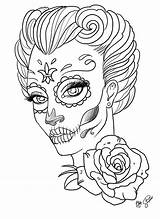 Coloring Skull Pages Sugar Adults Skulls Adult Tattoo Girl Detailed Book Drawing Printable Color Woman Female Print Books Candy Halloween sketch template