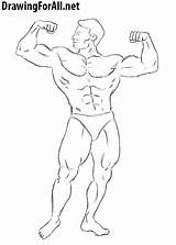 Bodybuilder Drawingforall Outlines Flowing Toes sketch template