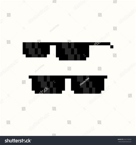 Pixel Art Black Sunglasses Isolated On Stock Vector