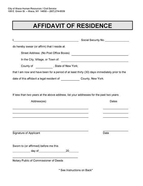 printable affidavit  residence tutoreorg master  documents