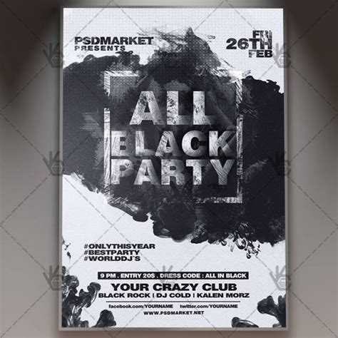 black party club flyer psd template psdmarket
