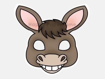 donkey mask printable paper template animal kid craft happy paper time