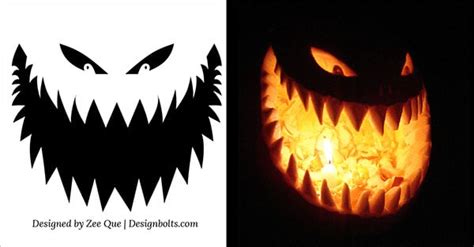 printable scary pumpkin carving patterns stencils ideas