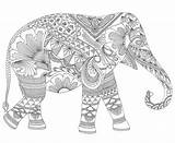 Coloring Elephant Pages Adult Mindfulness Mandala Books sketch template