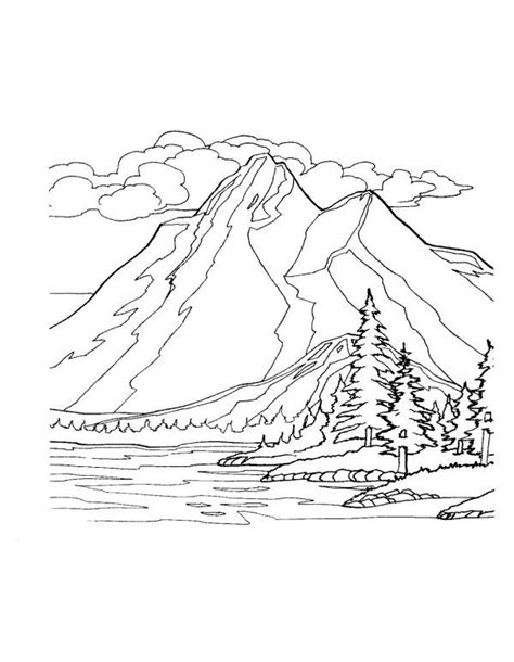 mountains coloring pages  great mountain scenery coloring pages