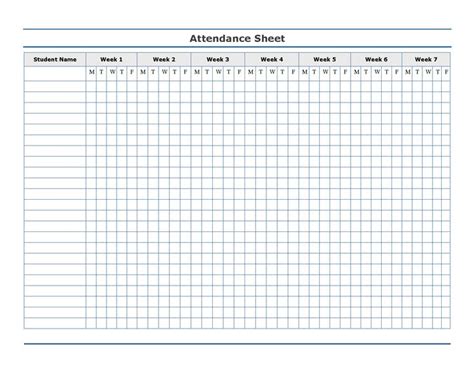 printable attendance sheet template education attendance