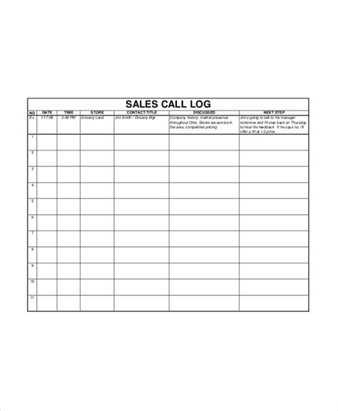sales log template   word documents