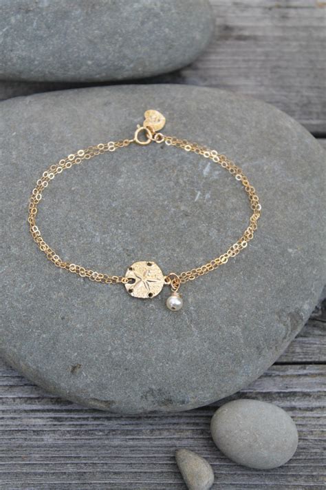gold filled sand dollar bracelet personalized initial