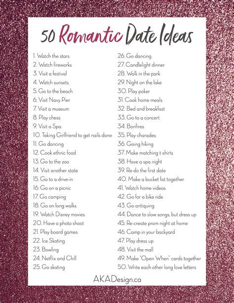 50 Romantic Date Ideas A Simple List For You In 2021 Romantic