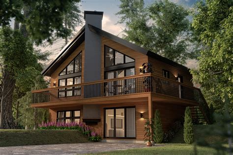 br ba chalet style house plan  finished  level