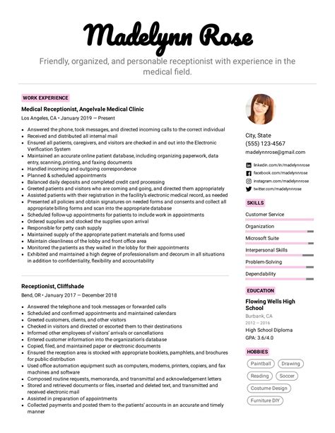 medical receptionist resume examples letter   vrogueco
