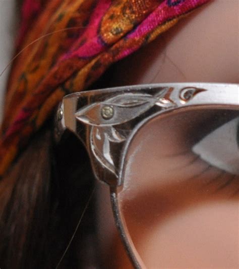 vintage 50 s silver aluminum cat eye glasses