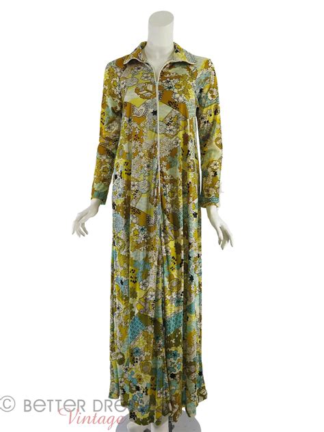 ss psychedelic zip front maxi  dresses vintage